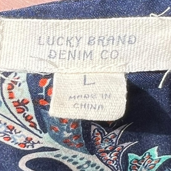 🌻Lucky Brand Lightweight Colorful Boho Paisley Dress w Cutouts Size Large - Picture 10 of 11